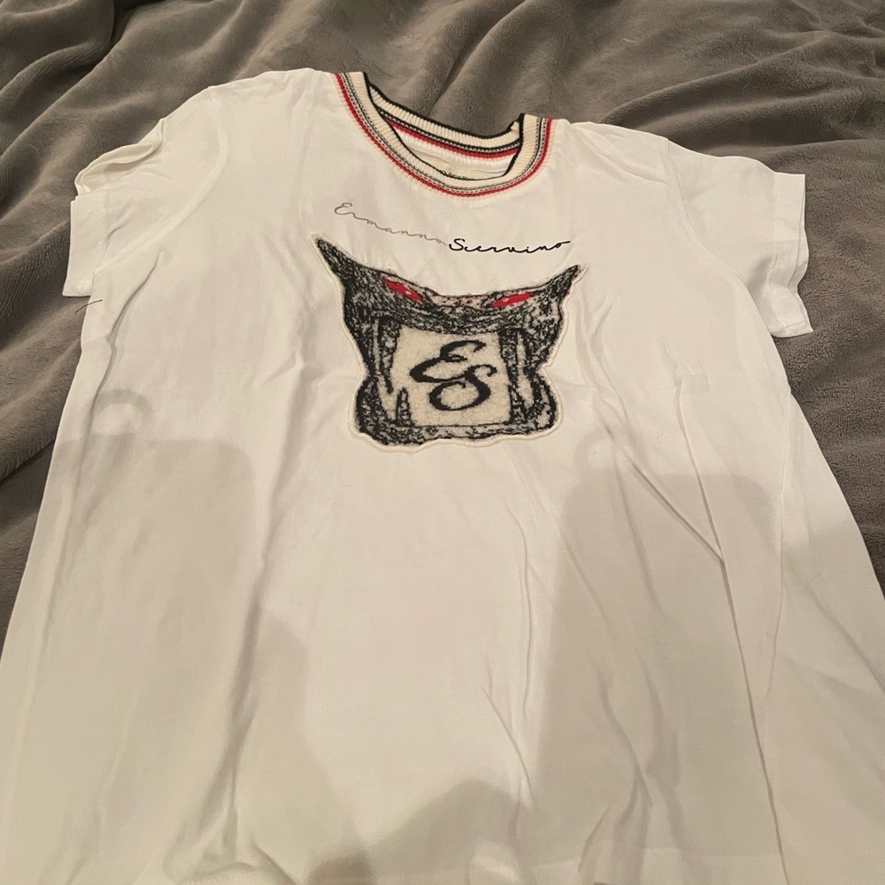 Ermanno Scervino White Tee with Artistic Emblem